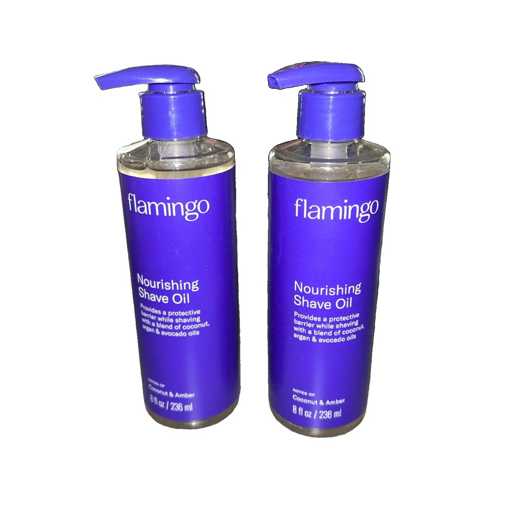 Flamingo Nourishing Shave Oil 8oz New Notes Of Coconut & Amber Lot Of 2